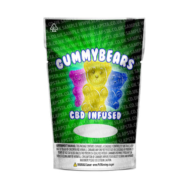 EMPTY Edible THC Gummy Bears Mylar Pouches Pre - Labeled - 3.5g (1/8oz)