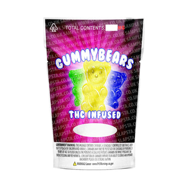 EMPTY Edible THC Gummy Bears Mylar Pouches Pre - Labeled - 3.5g (1/8oz)