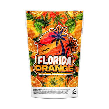 Florida Orange Mylar Pouches Pre-Labeled - 3.5g (1/8oz) / No / 16pcs