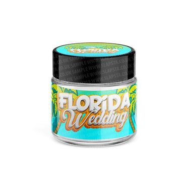 Florida Wedding Glass Jars Pre - Labeled - 3.5grams (1/8oz)