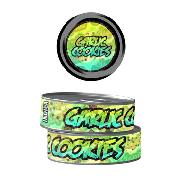 Garlic Cookies Pre - Labeled 3.5g Self - Seal Tins - 60pcs