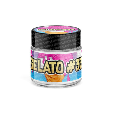 Gelato 33 Glass Jars Pre - Labeled - 3.5grams (1/8oz)