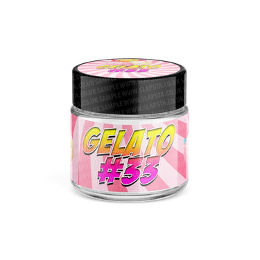 Gelato 33 Glass Jars Pre - Labeled - 3.5grams (1/8oz)