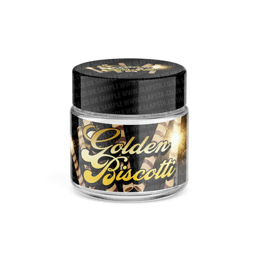 Golden Biscotti Glass Jars Pre - Labeled - 3.5grams (1/8oz)