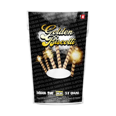 Golden Biscotti Mylar Pouches Pre-Labeled - 3.5g (1/8oz) / No / 16pcs