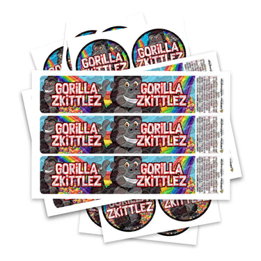 Gorilla Zkittlez Glass Jar / Tamper Pot Label - 50ml Tamper Strip Pot