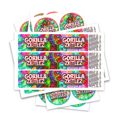 Gorilla Zkittlez Glass Jar / Tamper Pot Label - 50ml Tamper Strip Pot