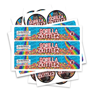 Gorilla Zkittlez Glass Jar / Tamper Pot Labels - 50ml Tamper Strip Pot