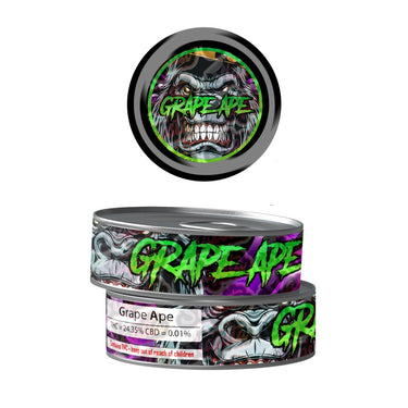 Grape Ape Pre - Labeled 3.5g Self - Seal Tins - 60pcs