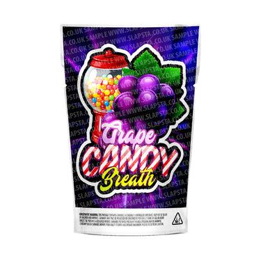 Grape Candy Breath Mylar Pouches Pre-Labeled - 3.5g (1/8oz) / No / 16pcs