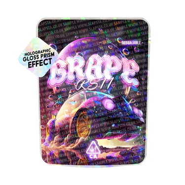 Grape RS11 SFX Mylar Pouches Pre - Labeled - 3.5g (1/8oz)