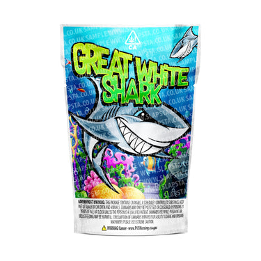 Great White Shark Mylar Pouches Pre-Labeled - SLAPSTA
