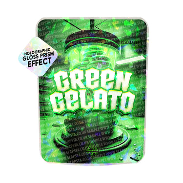 Green Gelato SFX Mylar Pouches Pre - Labeled - 3.5g (1/8oz)