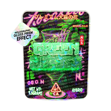Green Mimosa SFX Mylar Pouches Pre - Labeled - 3.5g (1/8oz)