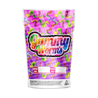 Gummy Worms Mylar Pouches Pre-Labeled - 3.5g (1/8oz) / No / 16pcs
