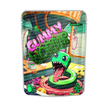 Gummy Worms Mylar Pouches Pre - Labeled - 3.5g (1/8oz)