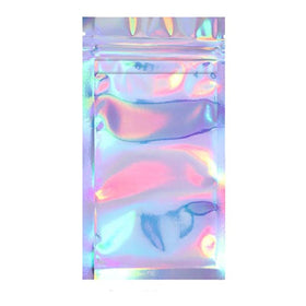 Half Ounce (14g) Child Resistant Mylar Bags Holographic / Clear