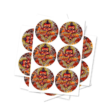 Hells Fire Circular Stickers - 2.5cm