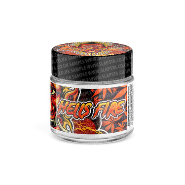 Hells Fire Glass Jars Pre - Labeled - 3.5grams (1/8oz)