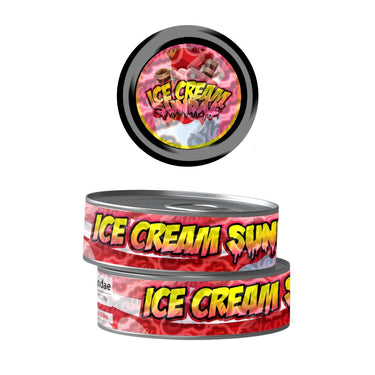 Ice Cream Sundae Pre - Labeled 3.5g Self - Seal Tins - 60pcs