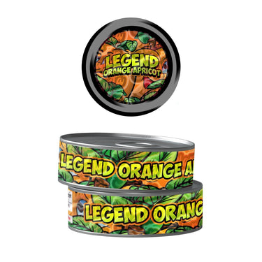 Legend Orange Apricot Pre - Labeled 3.5g Self - Seal Tins - 60pcs