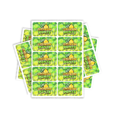 Lemon Kush Mints Rectangle / Pre - Roll Labels - Pre - Roll (10.16cm x 6.7cm)