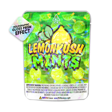 Lemon Kush Mints SFX Mylar Pouches Pre-Labeled - 3.5g (1/8oz) / No / 16pcs
