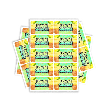 Lemon Sherbet Rectangle / Pre - Roll Labels - Pre - Roll (10.16cm x 6.7cm)
