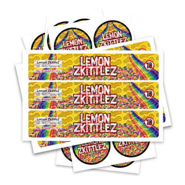 Lemon Zkittlez Glass Jar / Tamper Pot Labels - 50ml Tamper Strip Pot