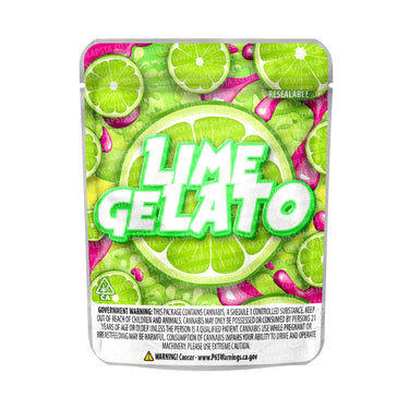 Lime Gelato Mylar Pouches Pre - Labeled - 3.5g (1/8oz)