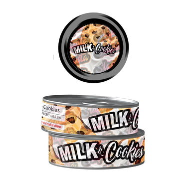 Milk & Cookies Pre - Labeled 3.5g Self - Seal Tins - 60pcs