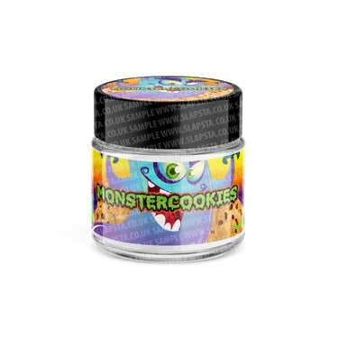 Monster Cookies Glass Jars Pre - Labeled - 3.5grams (1/8oz)