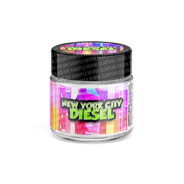 New York City Diesel Glass Jars Pre - Labeled - 3.5grams (1/8oz)