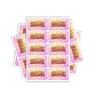 Orange Bubblegum Rectangle / Pre - Roll Labels - Pre - Roll (10.16cm x 6.7cm)