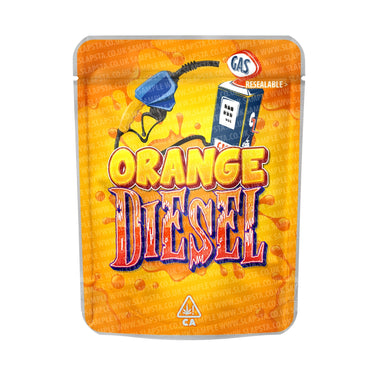 Orange Diesel Mylar Pouches Pre - Labeled - 3.5g (1/8oz)