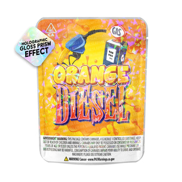 Orange Diesel SFX Mylar Pouches Pre-Labeled - 3.5g (1/8oz) / No / 16pcs