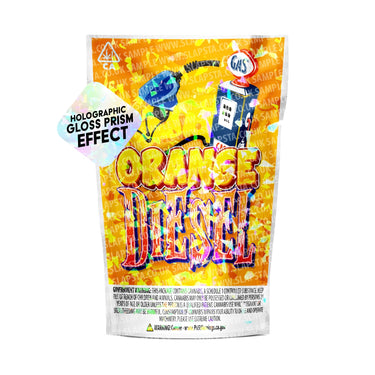 Orange Diesel SFX Mylar Pouches Pre-Labeled - 3.5g (1/8oz) / No / 16pcs