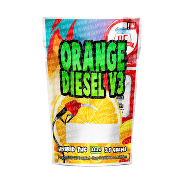Orange Diesel V3 Mylar Pouches Pre-Labeled - 3.5g (1/8oz) / No / 16pcs