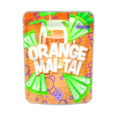 Orange Mai Tai Mylar Pouches Pre - Labeled - 3.5g (1/8oz)