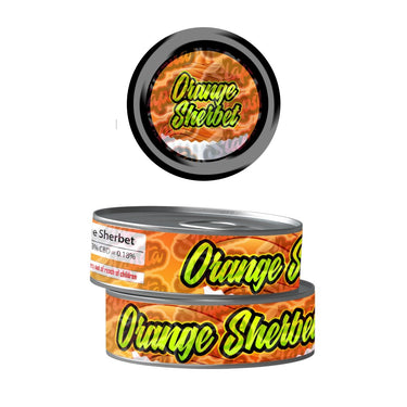 Orange Sherbet Pre - Labeled 3.5g Self - Seal Tins - 60pcs