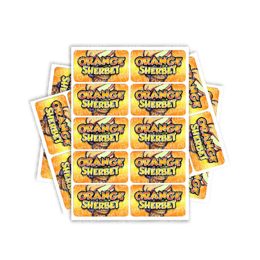 Orange Sherbet Rectangle / Pre - Roll Labels - Pre - Roll (10.16cm x 6.7cm)
