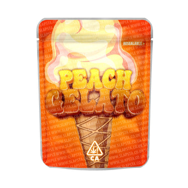 Peach Gelato Mylar Pouches Pre - Labeled - 3.5g (1/8oz)