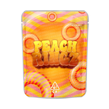Peach Ringz Mylar Pouches Pre - Labeled - 3.5g (1/8oz)
