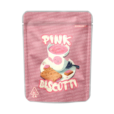 Pink Biscotti Mylar Pouches Pre - Labeled - 3.5g (1/8oz)