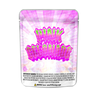 Pink Gelonade Mylar Pouches Pre - Labeled - 3.5g (1/8oz)