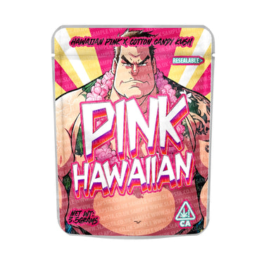 Pink Hawaiian Mylar Pouches Pre - Labeled - 3.5g (1/8oz)