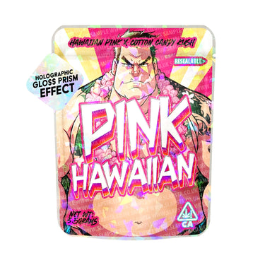 Pink Hawaiian SFX Mylar Pouches Pre - Labeled - 3.5g (1/8oz)