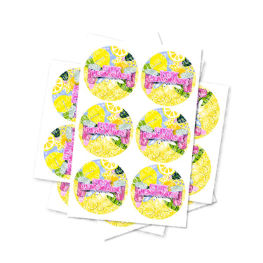 Pink Lemonade Circular Stickers - 2.5cm