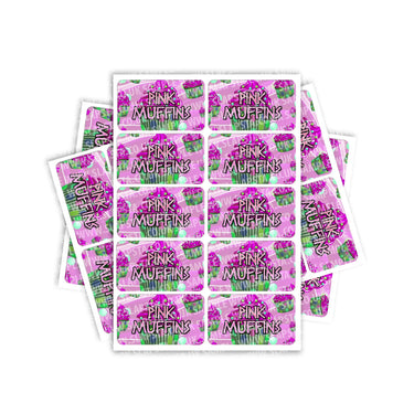 Pink Muffins Rectangle / Pre - Roll Labels - Pre - Roll (10.16cm x 6.7cm)
