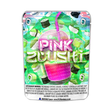 Pink Zlushi Mylar Pouches Pre - Labeled - 3.5g (1/8oz)